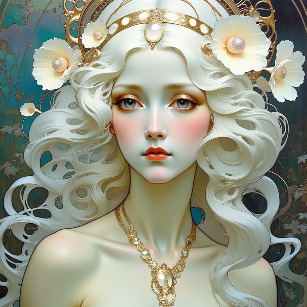 Glamorous Art Nouveau Woman with Ethereal Beauty