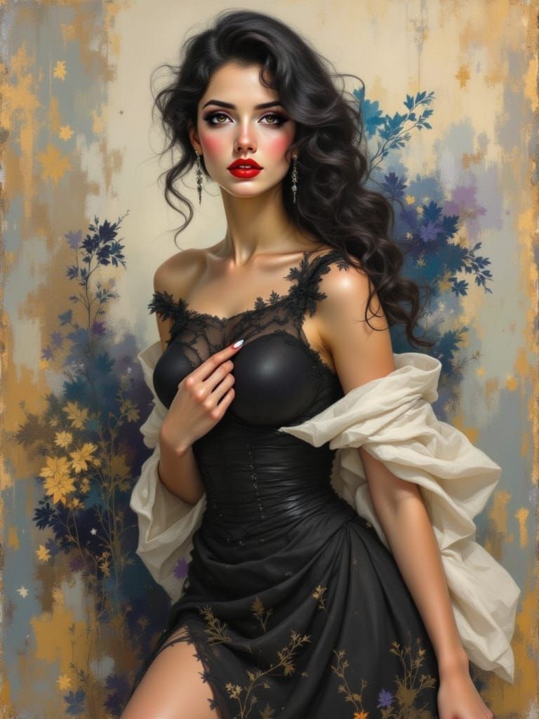 Winsome Pin-Up Girl with Atmospheric Lighting