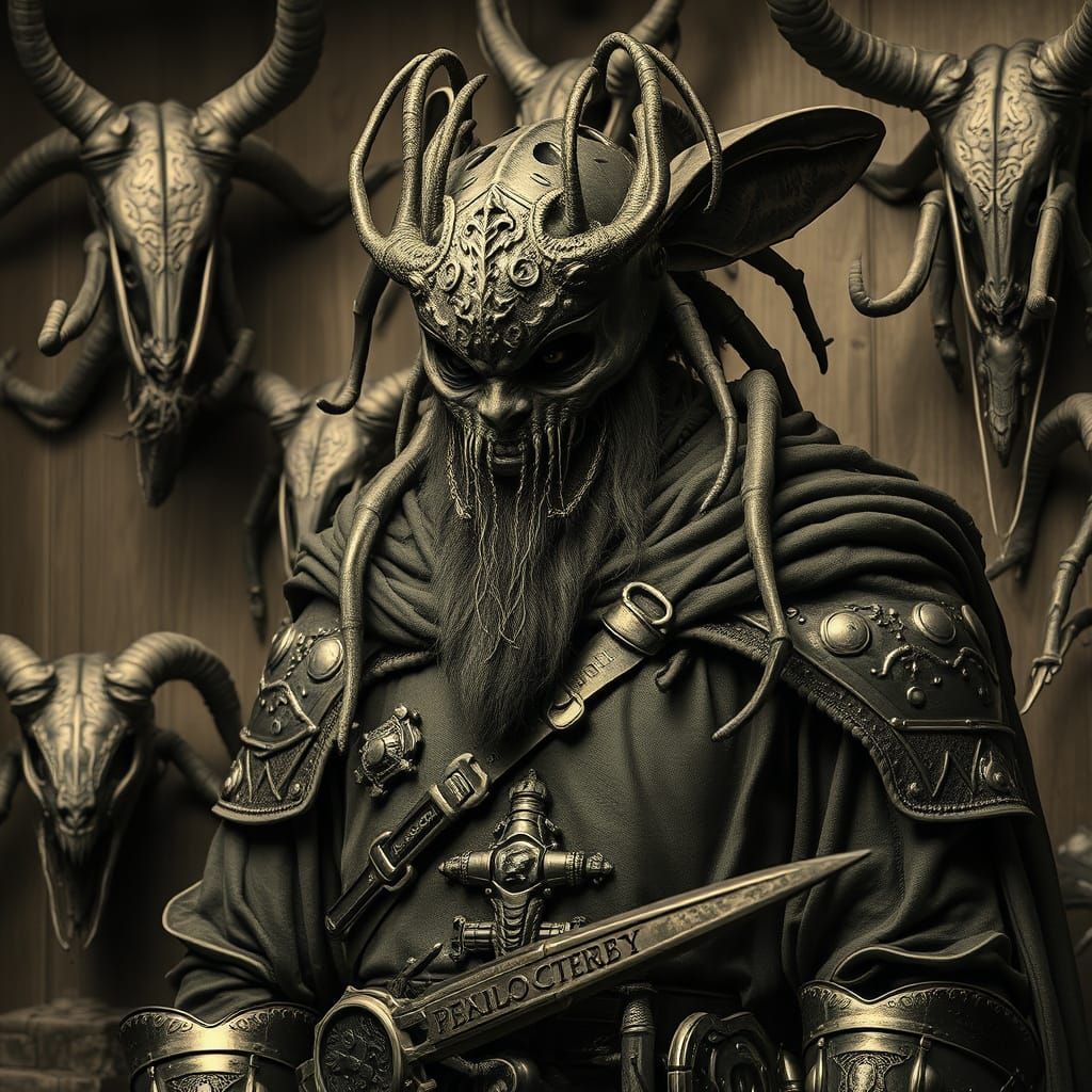 Insectoid Paladin in Biomechanical Dark Fantasy Style