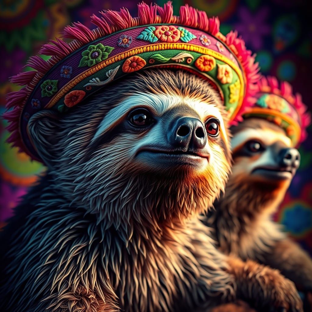 Sloths in Sombreros: Hyperrealistic Concept Art