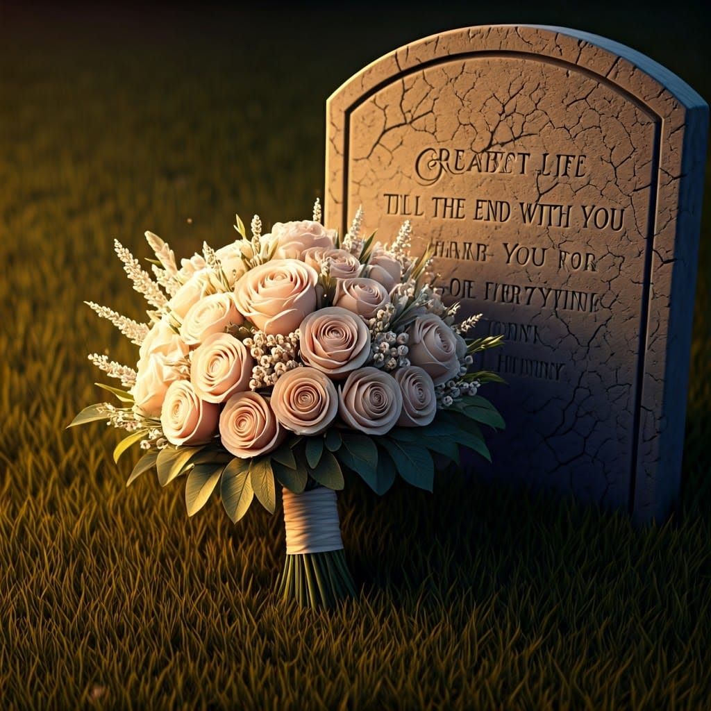 Ornate Diamond Wedding Bouquet on Fresh Grave