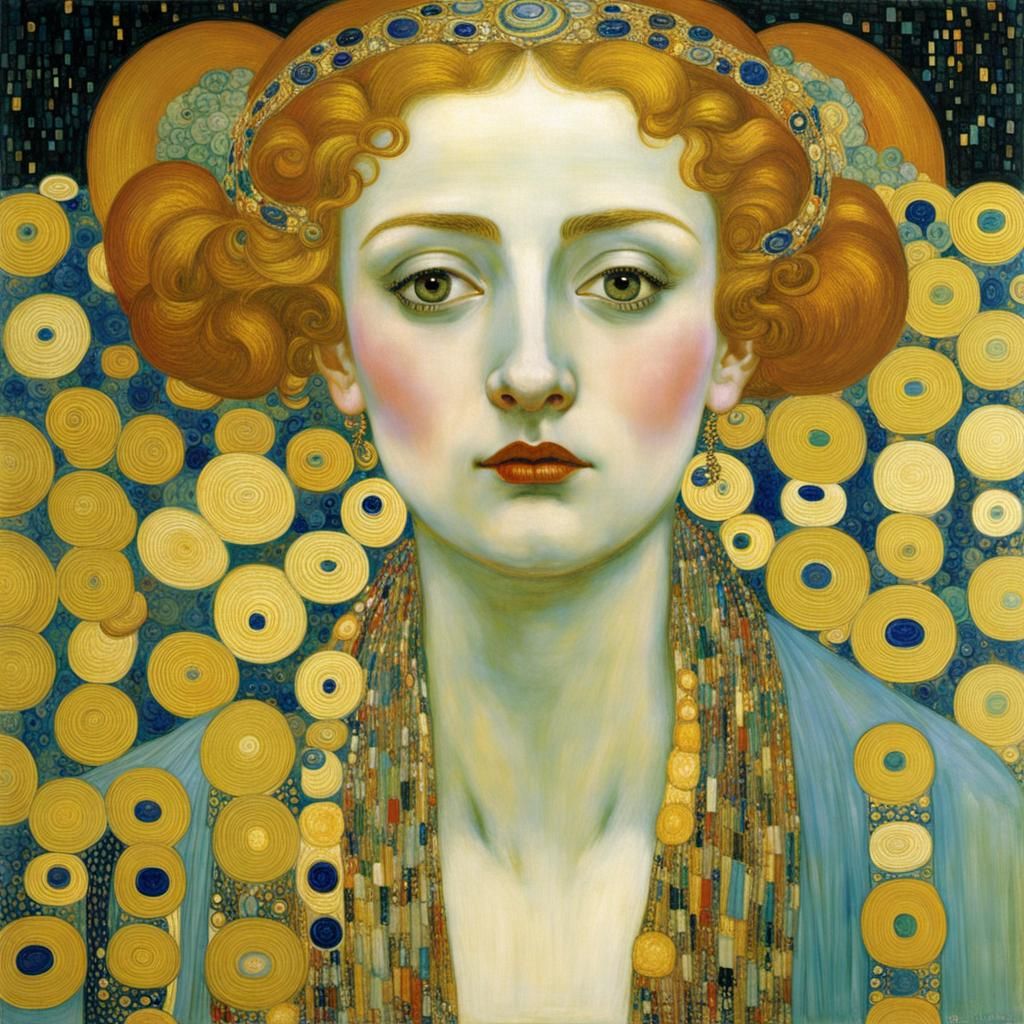 Golden Art Nouveau Portrait of Hygeia