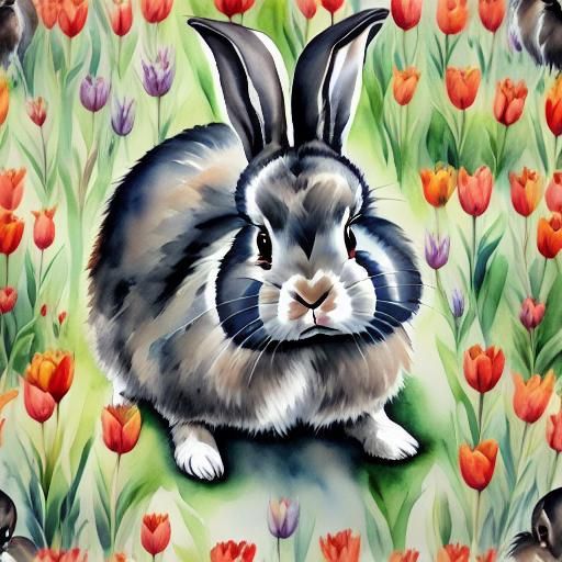 Watercolor Bunny Rabbit Illustration