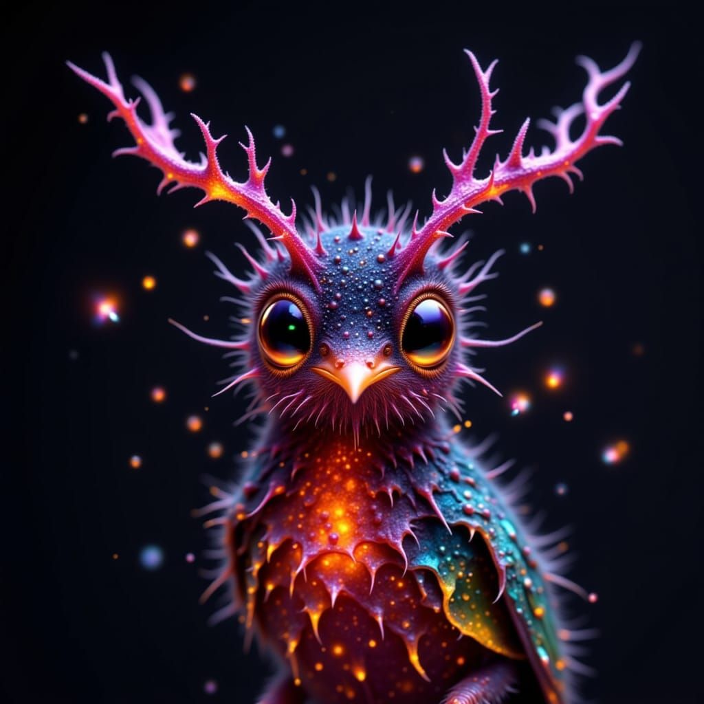 Hummingbird with Spines in Halloween Colors