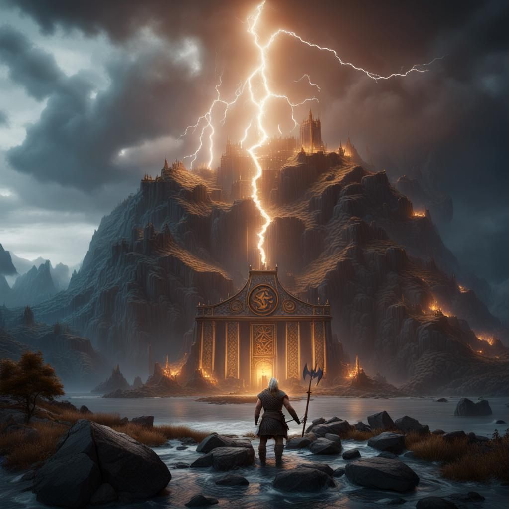 Viking in Valhalla with Lightning Rune