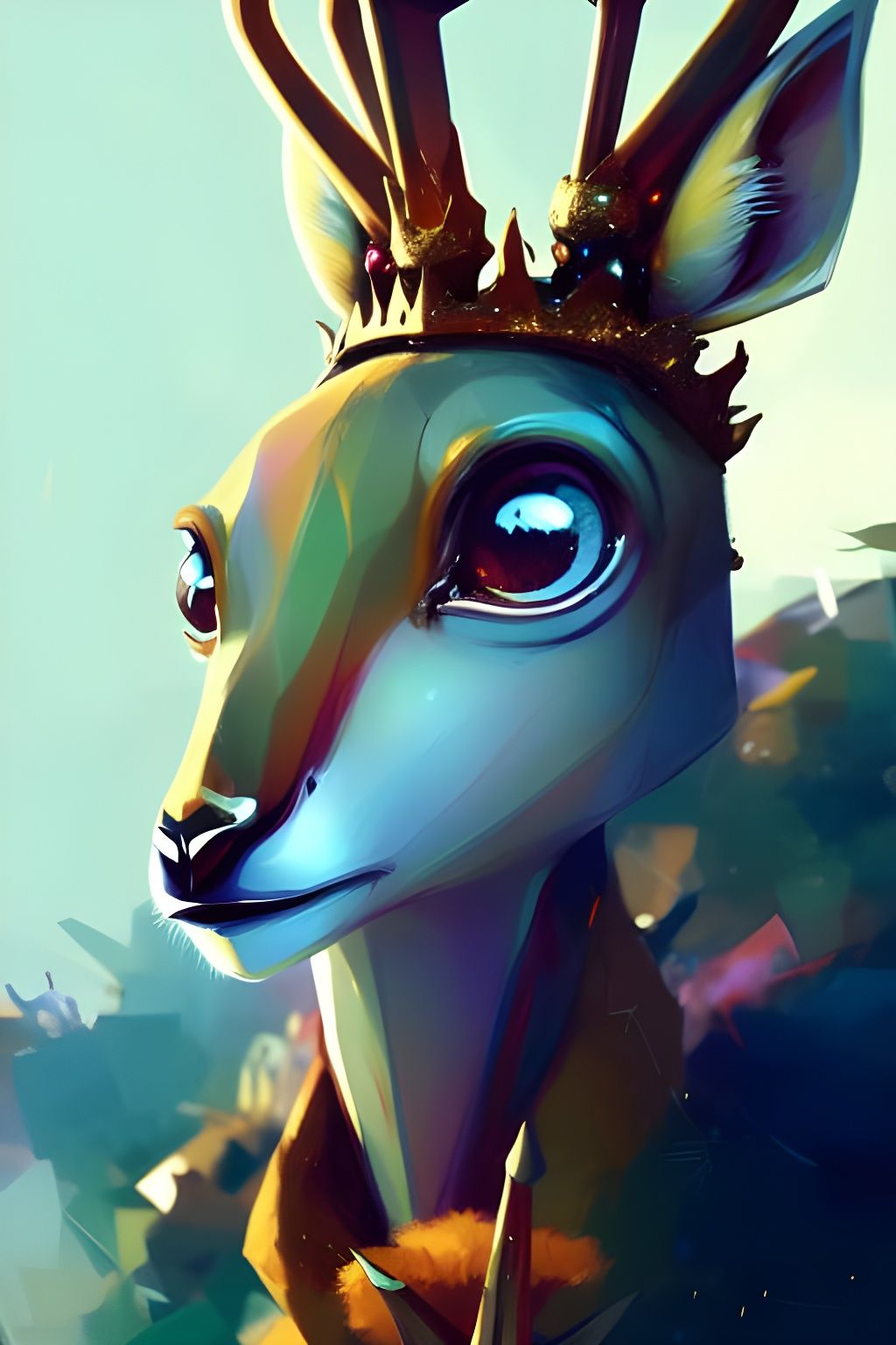 Majestic Antelope Queen Portrait in Digital Illustration