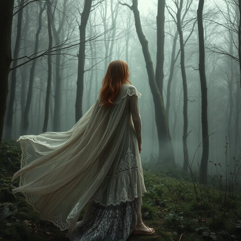 Ethereal Woman in Bohemian Mystical Landscape