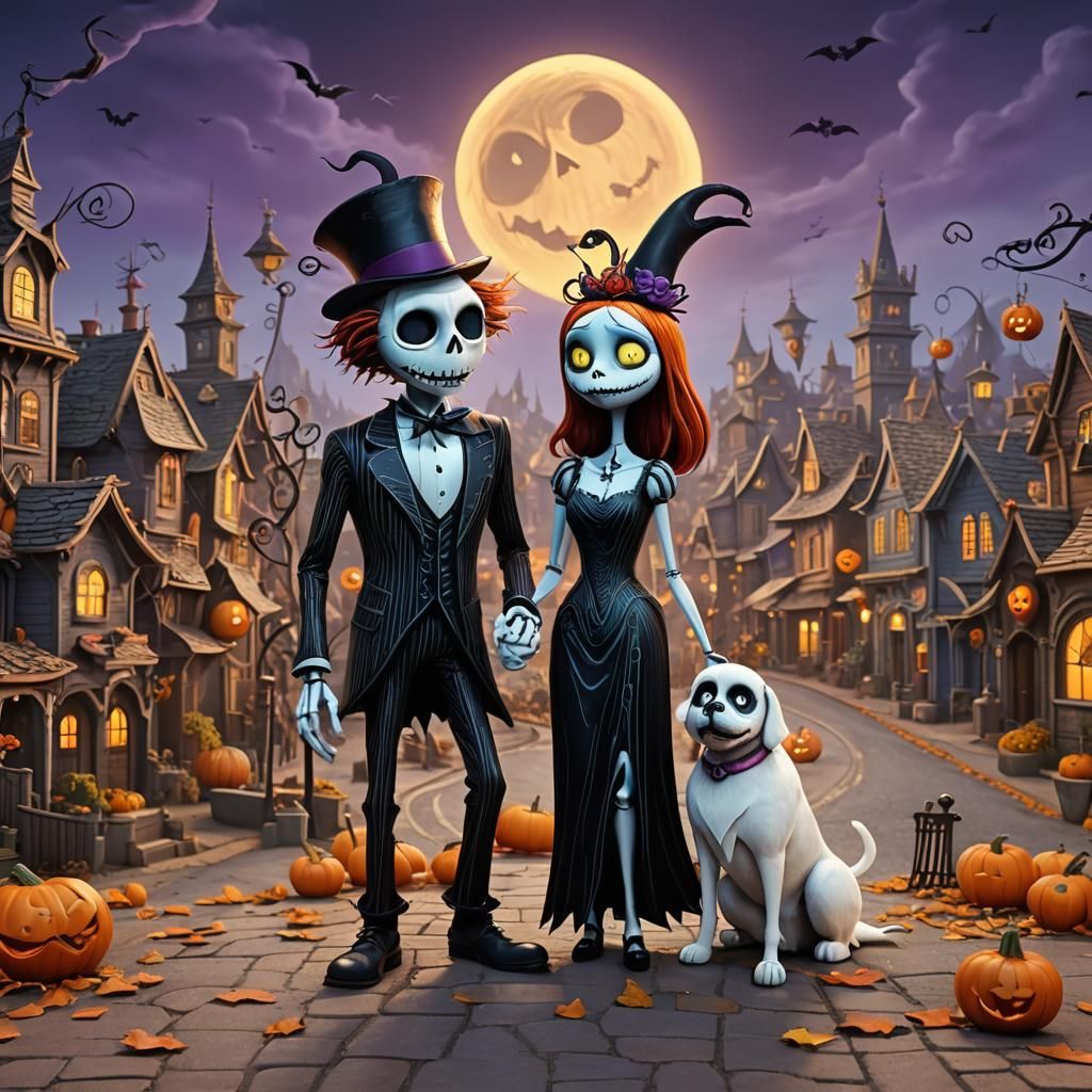 Jack and Sally in a Burton-esque Style