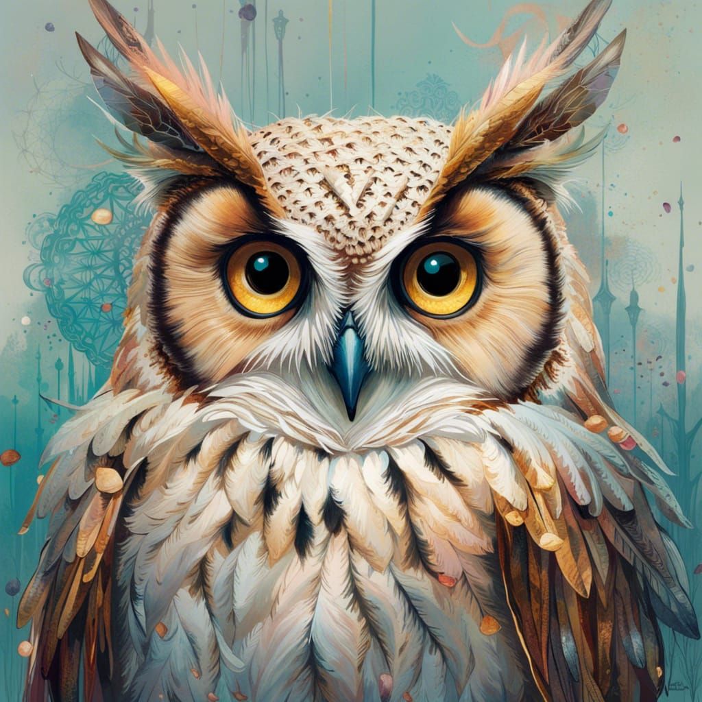 Angelic Owl Portrait in Fantasy Art Style
