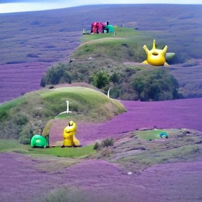 Idyllic Hill Scene Reminiscent of Teletubbies