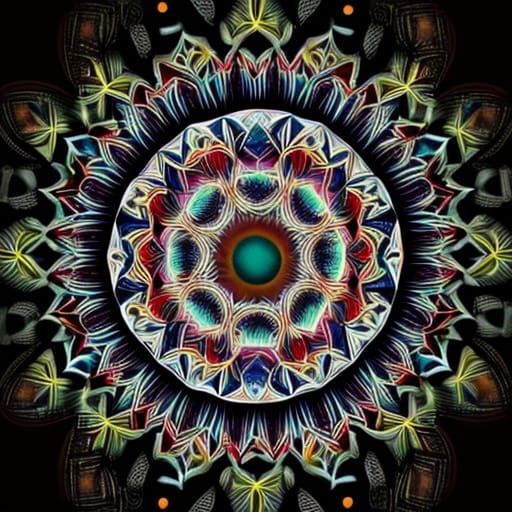 Detailed Mandala with Geometric Patterns in HDR