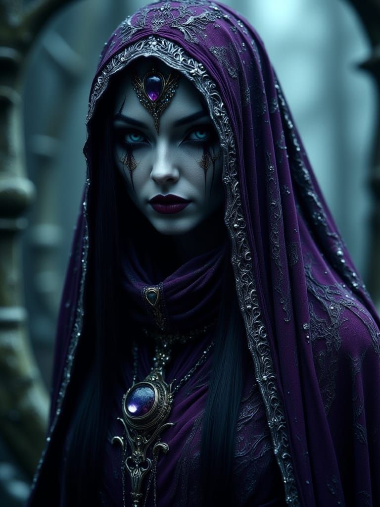 Regal Dark Elf Maiden in Ancient Forest