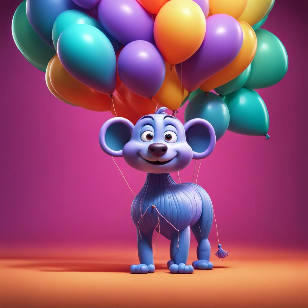 Animal Balloon: Pixar-Style 3D Digital Art