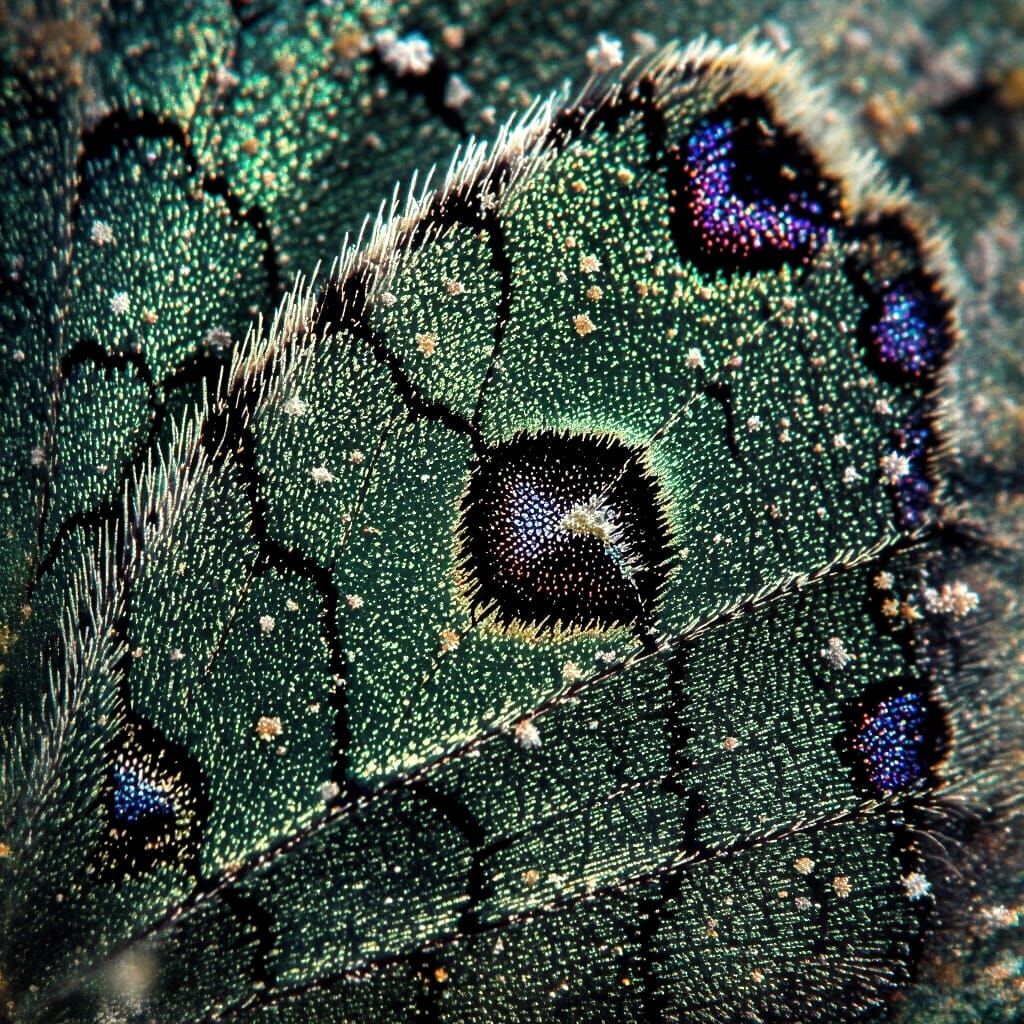 Macro Moth Wing Texture With Iridescent Scales