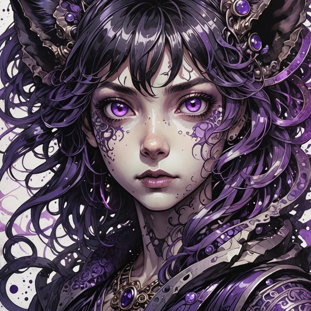 Eldritch Puppy Portrait in 80s Anime Style