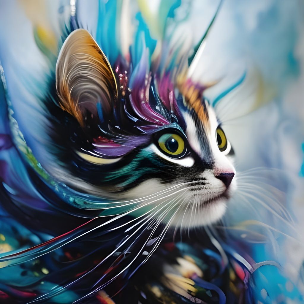 High-Octane Fractal Kitten Portrait