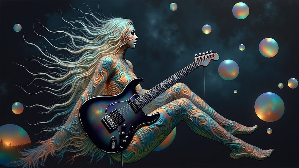 Ethereal Bioluminescent Alien in Cosmic Harmony