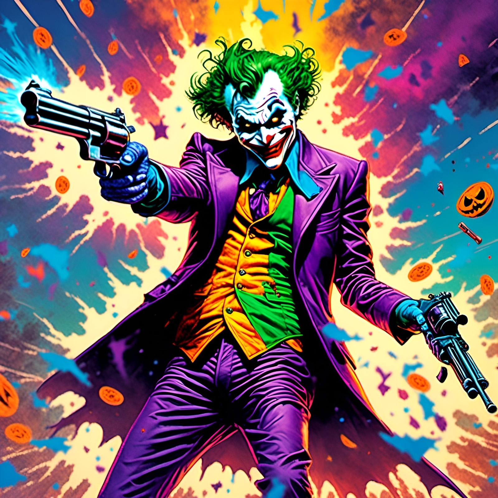 Joker with Revolver, Comic Book Style