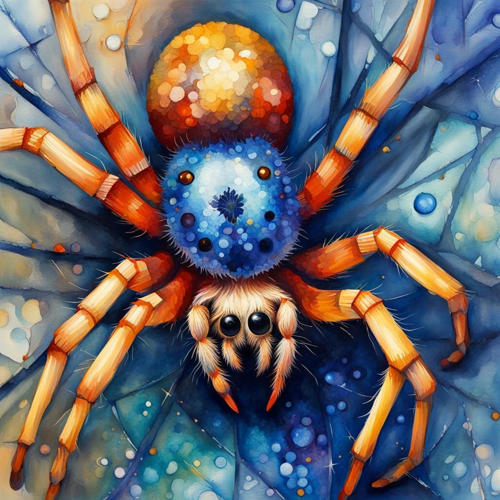 Colorful Spider Watercolor Painting Inspired by Masters