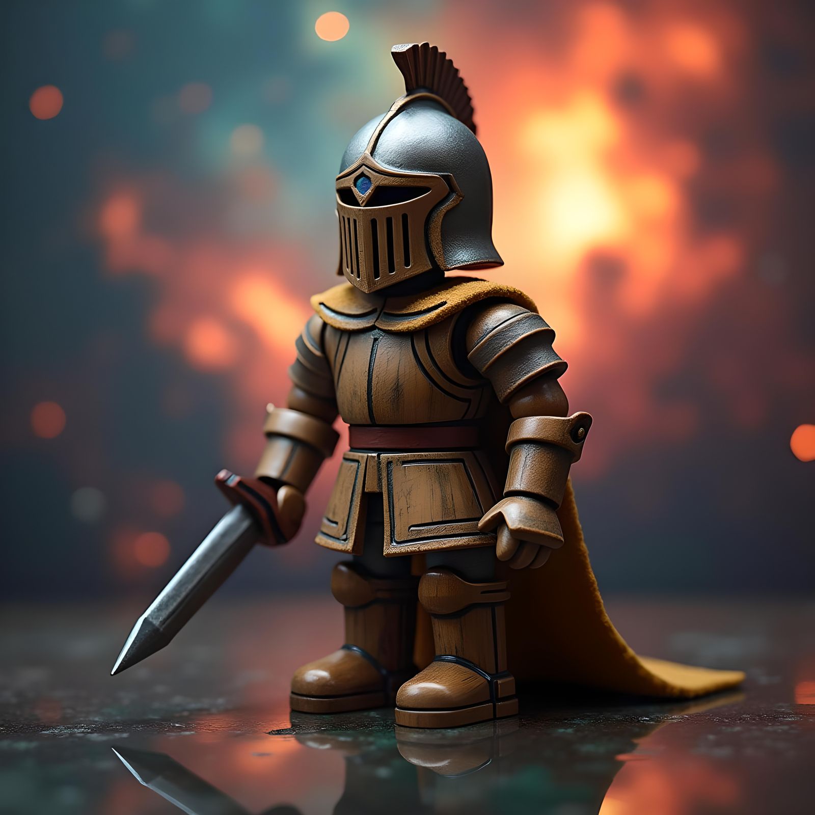 Toy Wooden Knight in Space, Carne Griffiths Style