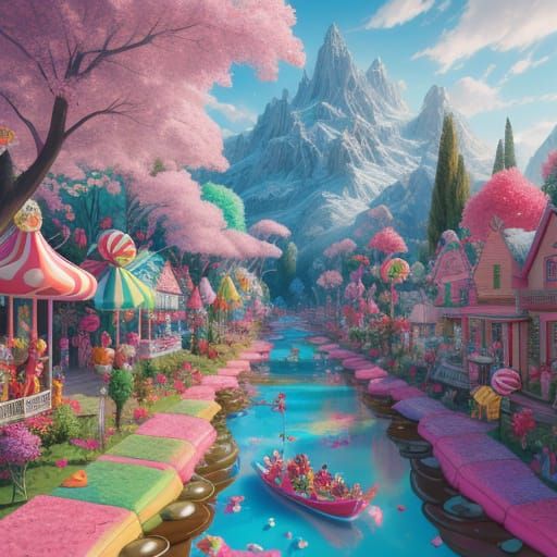 Whimsical Candy World Concept Art
