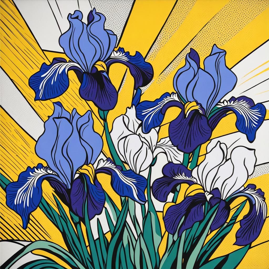 Irises in Pop Art Style with Complementary Colors