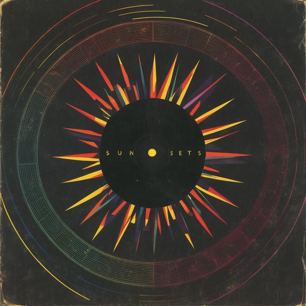 Psychedelic Retro Album Cover Art with Glitch Geometry