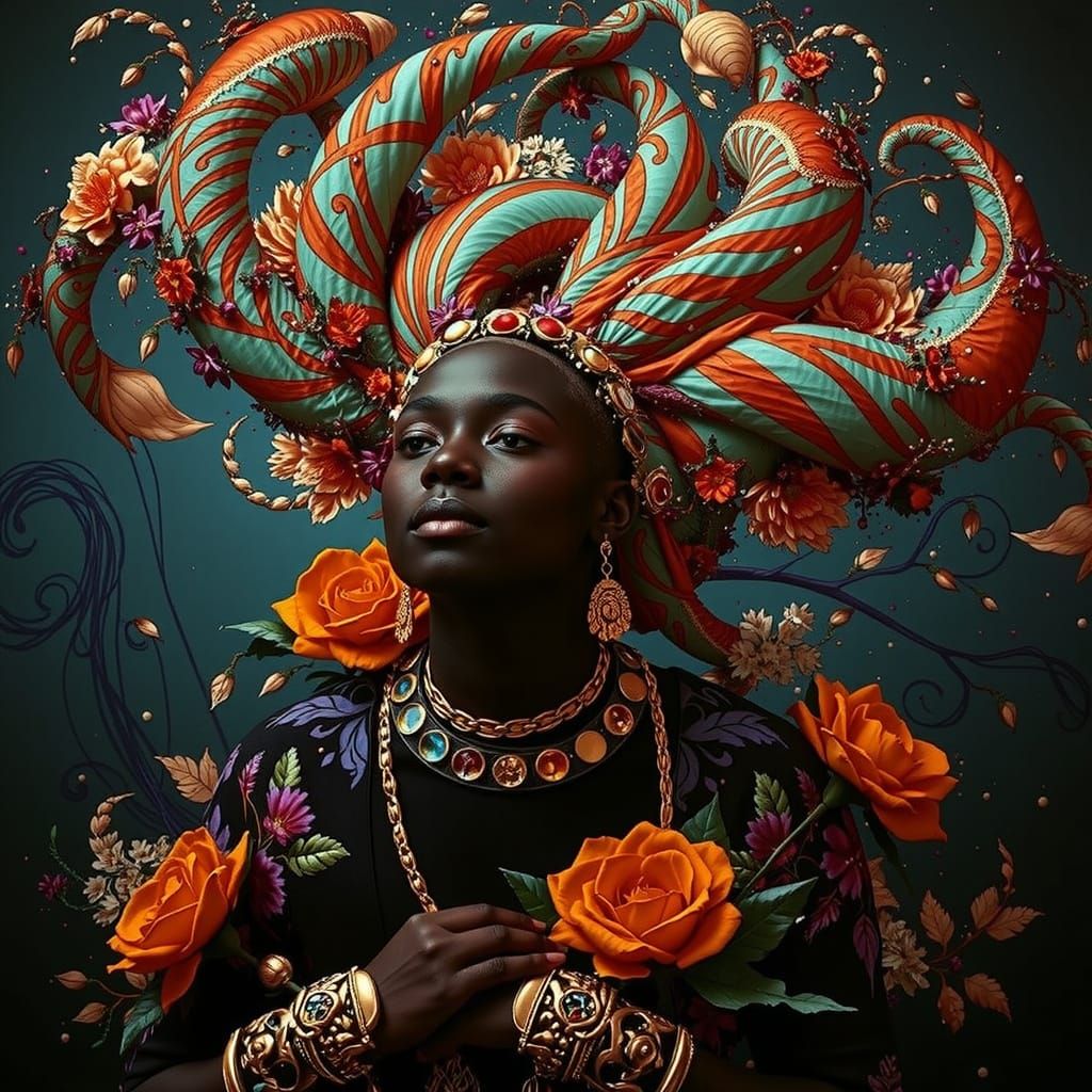 Psychedelic Garden Dream with Cosmic Mystery