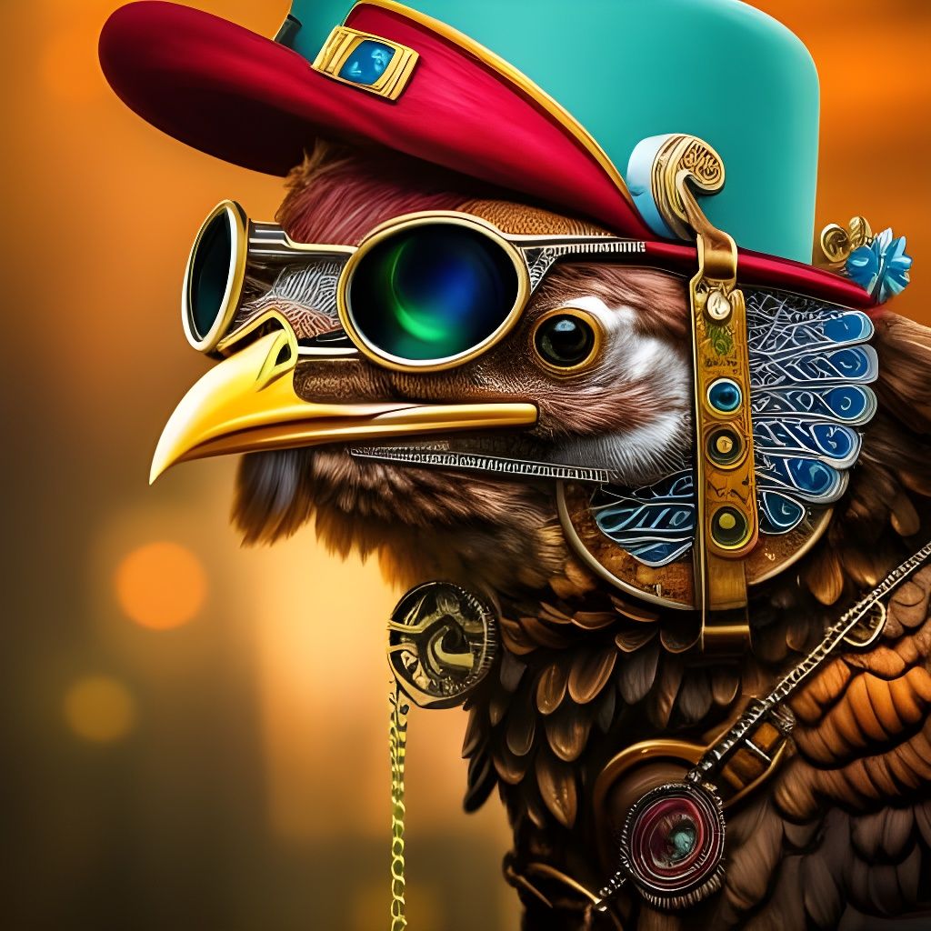 Steampunk Chicken with Intricate Details