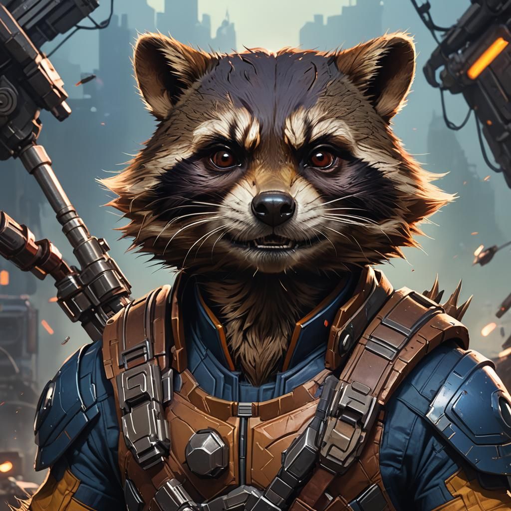 Hyperdetailed Portrait of Rocket Raccoon