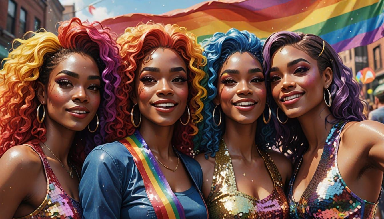 Vibrant Pride Parade Celebration in Splash Art Style