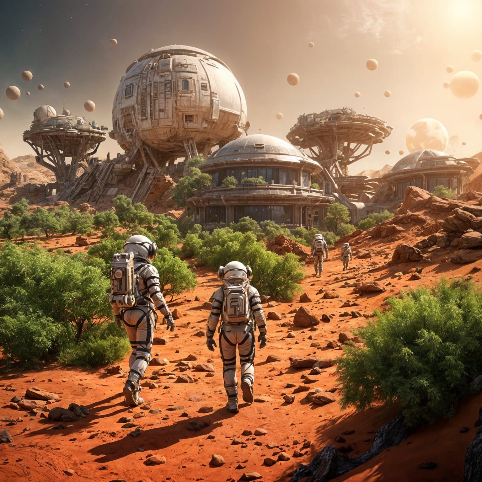 Martian Metropolis in Vibrant Techno Colors