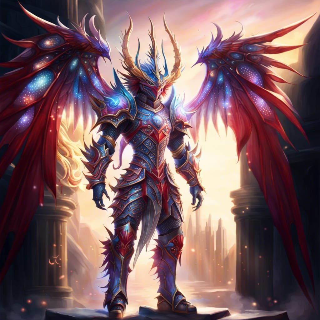 Celestial Dragon Knight with Iridescent Scales