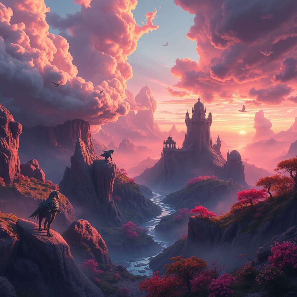 Breathtaking Fantasy Realm in Dreamlike Splendor