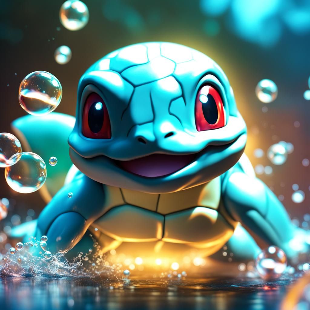 Ripped Squirtle preparing Bubblebeam
