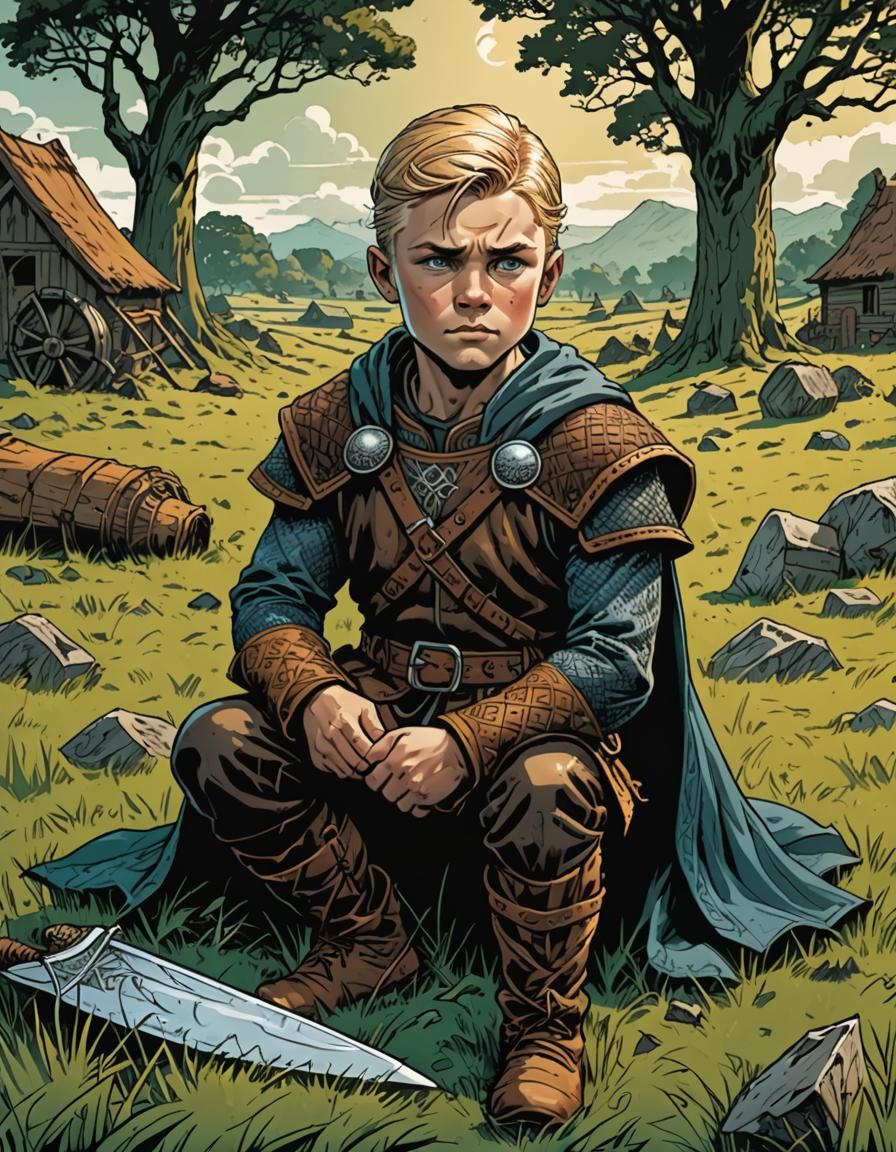 Viking Boy Clothing in Comic Book Art Style