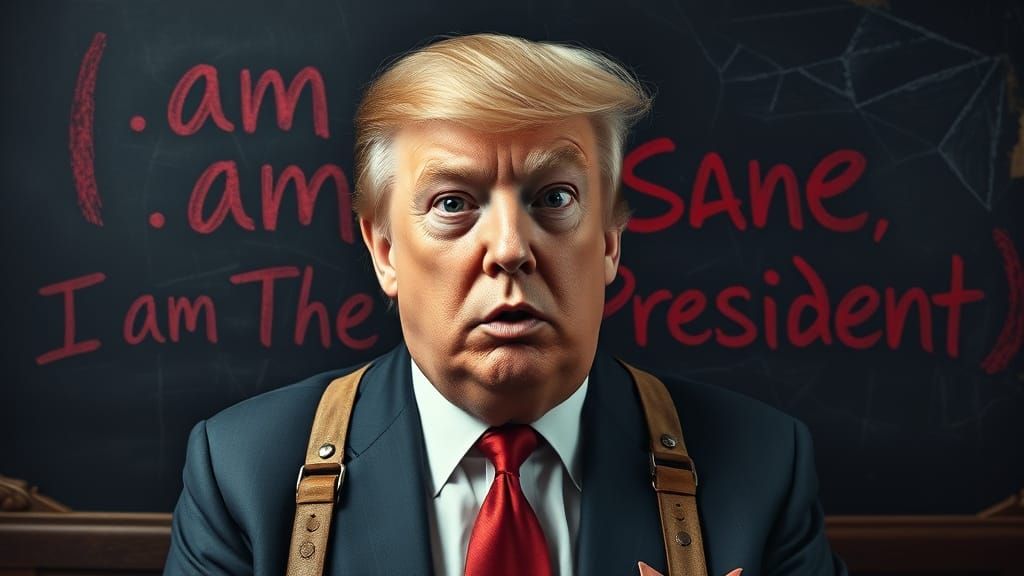 Donald Trump Confronted by Sanity in a Haunting Portrait