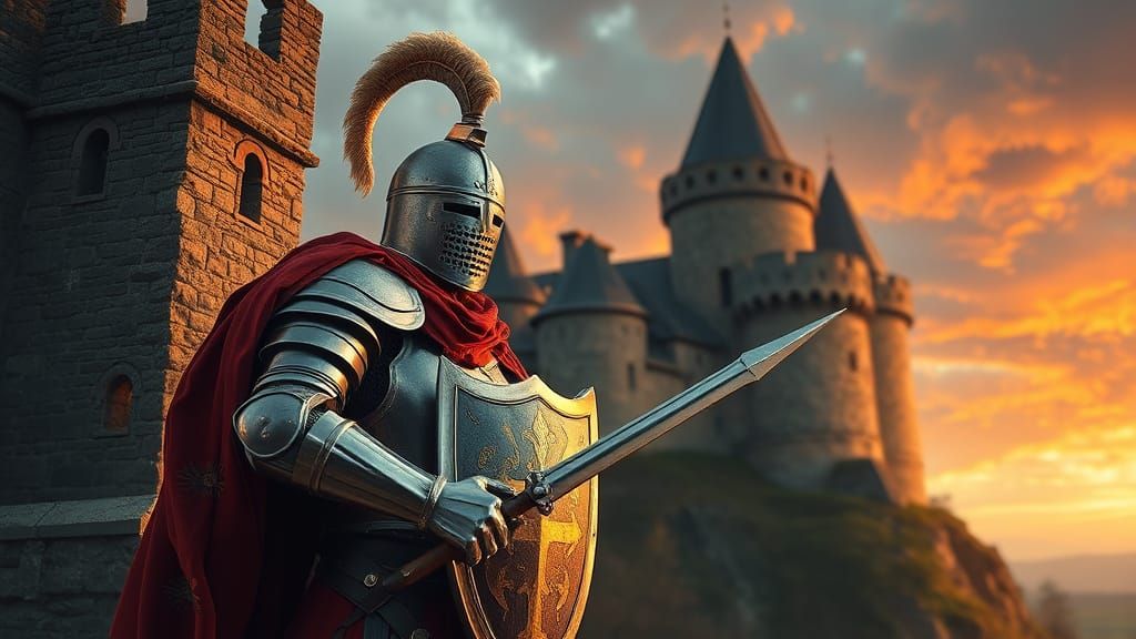 Teutonic Knight in Medieval Castle