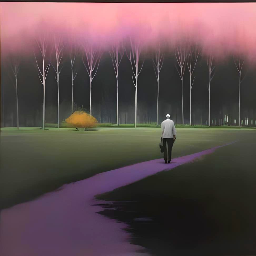 Person and Dog in Park as Impasto Oil Painting