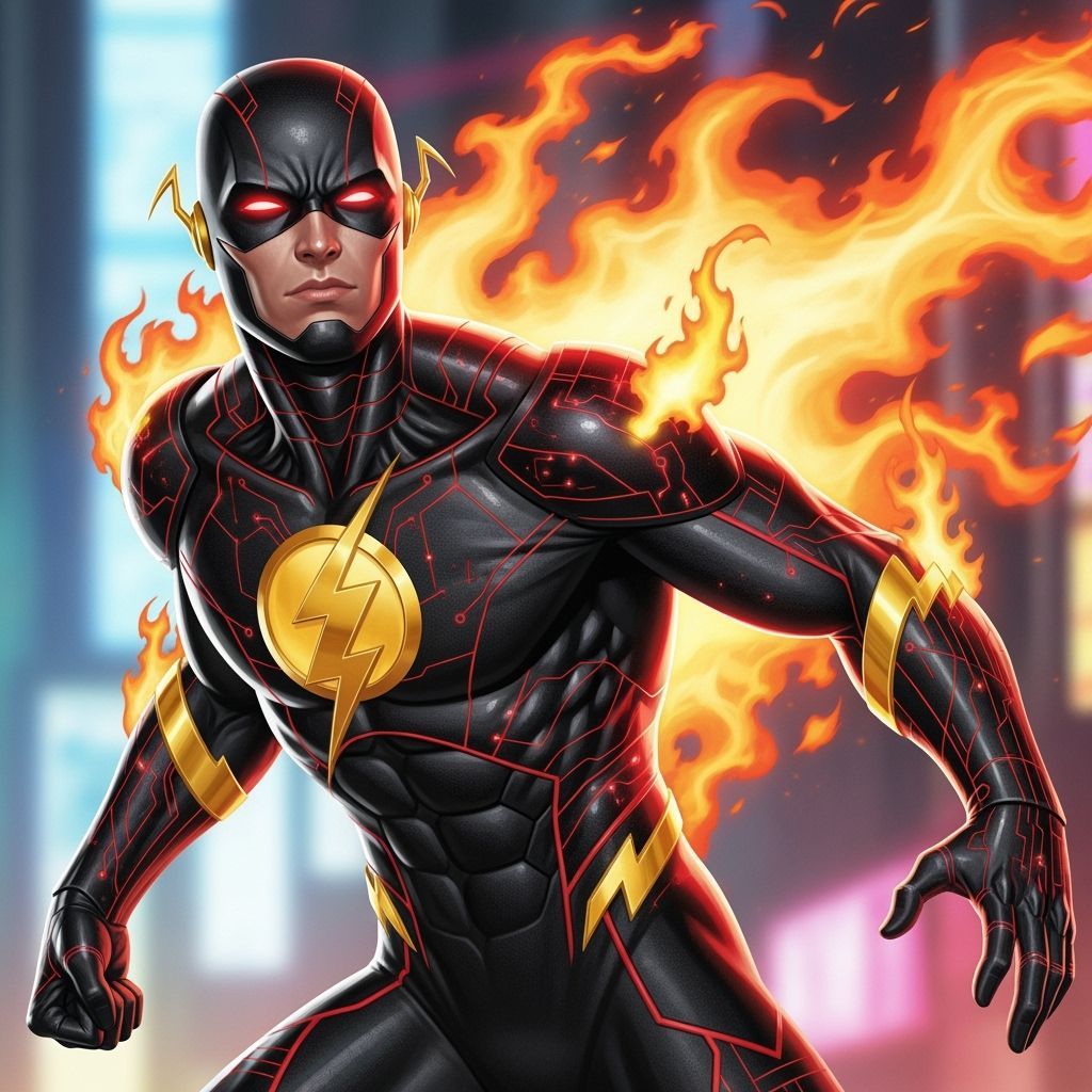 Dynamic Superhero with Lightning Bolt Emblem in Comic Style