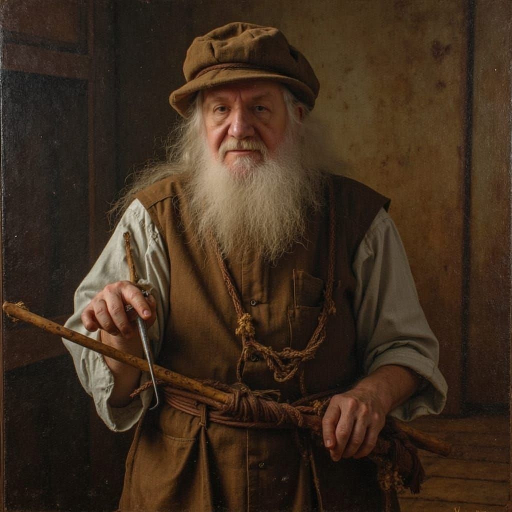 Rembrandt Style Painting of a Medieval German Miller