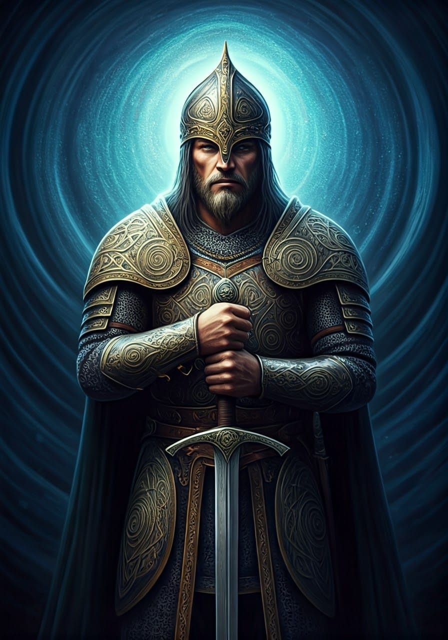 Celtic Warrior in Mystical Otherworld Digital Art