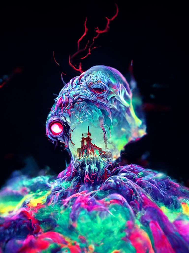 Psychedelic Hellscape: A Sinister Vision in Rainbow Colors