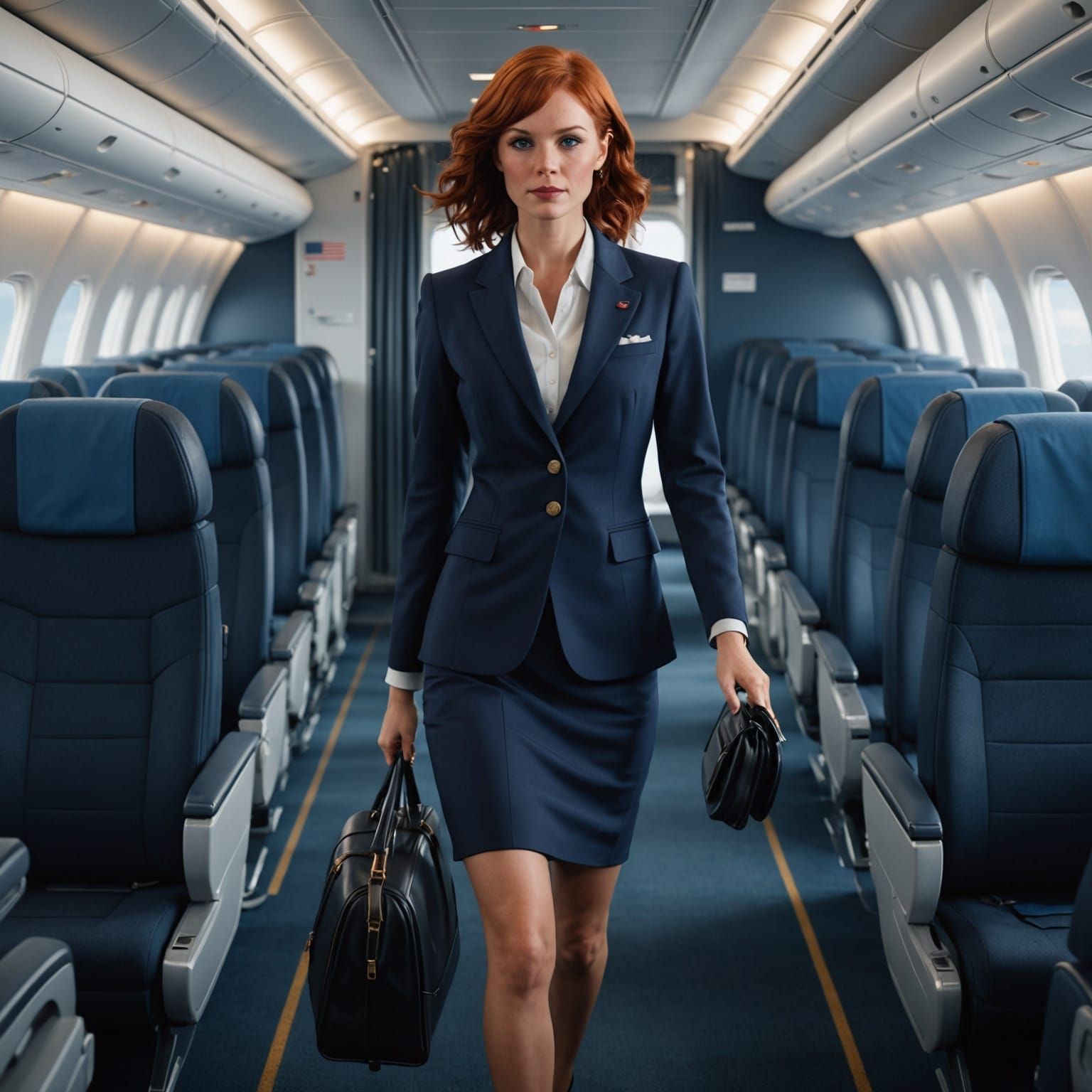 Stunning Airline Stewardess Steps into Elegance