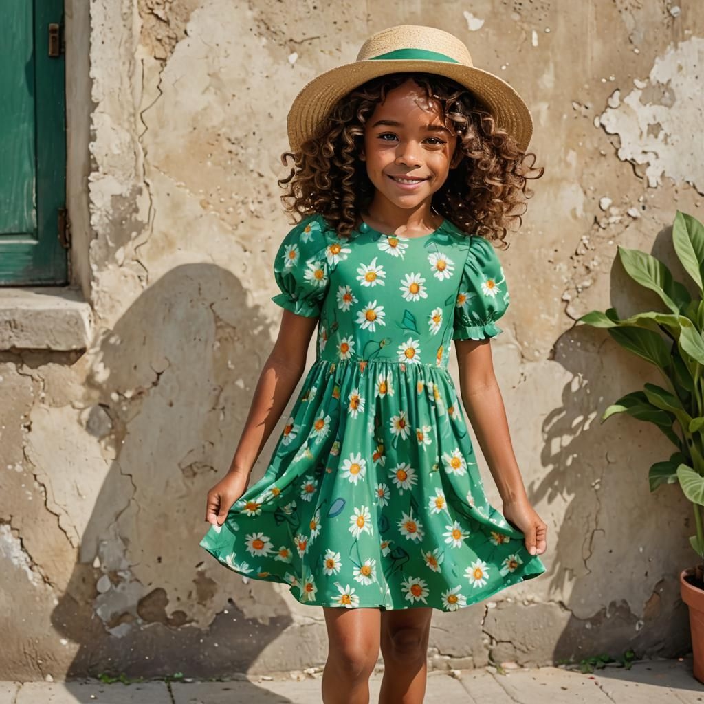 Charming Girl Portrait with Freckles and Green Eyes