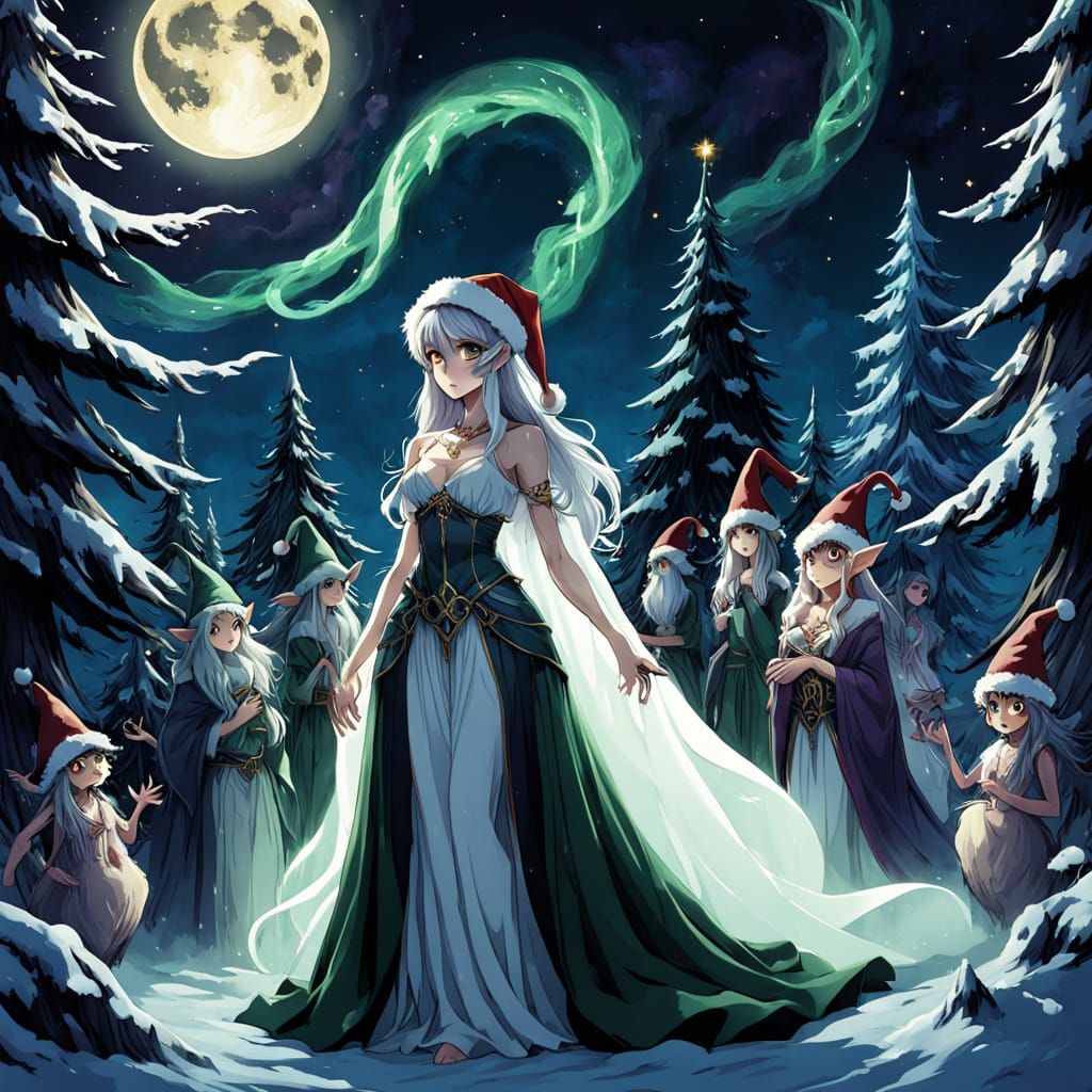 Dark Fantasy Goddess in Studio Ghibli Style with Twisted Chr...