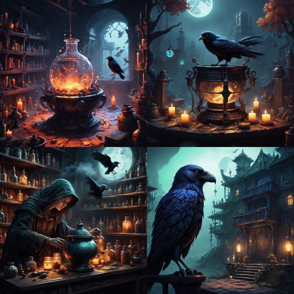 Surreal Witch's Laboratory in Fantastical Detail