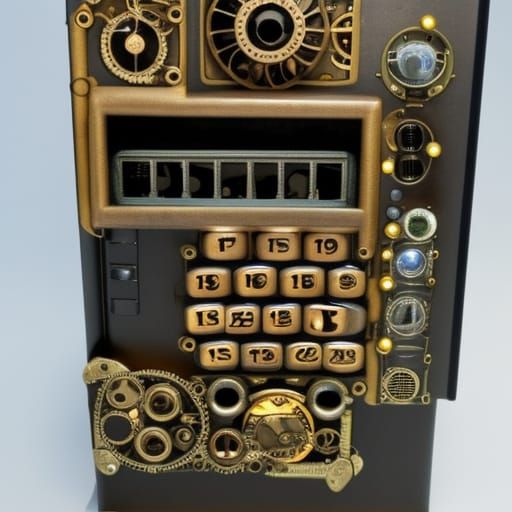 Steampunk Computer Terminal with Intricate Engine