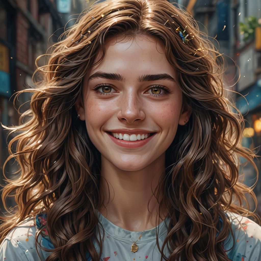 Hyperrealistic Portrait of Smiling Transgender Girl