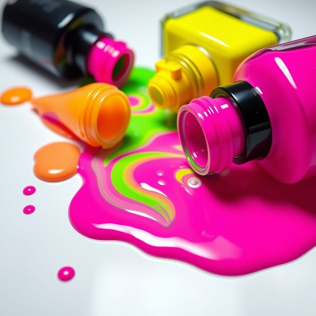 Vibrant Nail Polish Explosion in Pop Art Style
